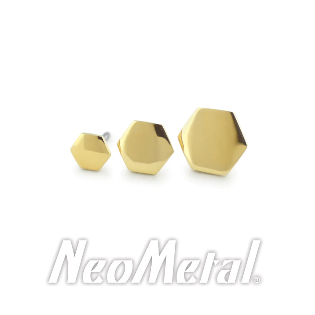 NeoMetal Threadless 18k Yellow Gold Hexagon End