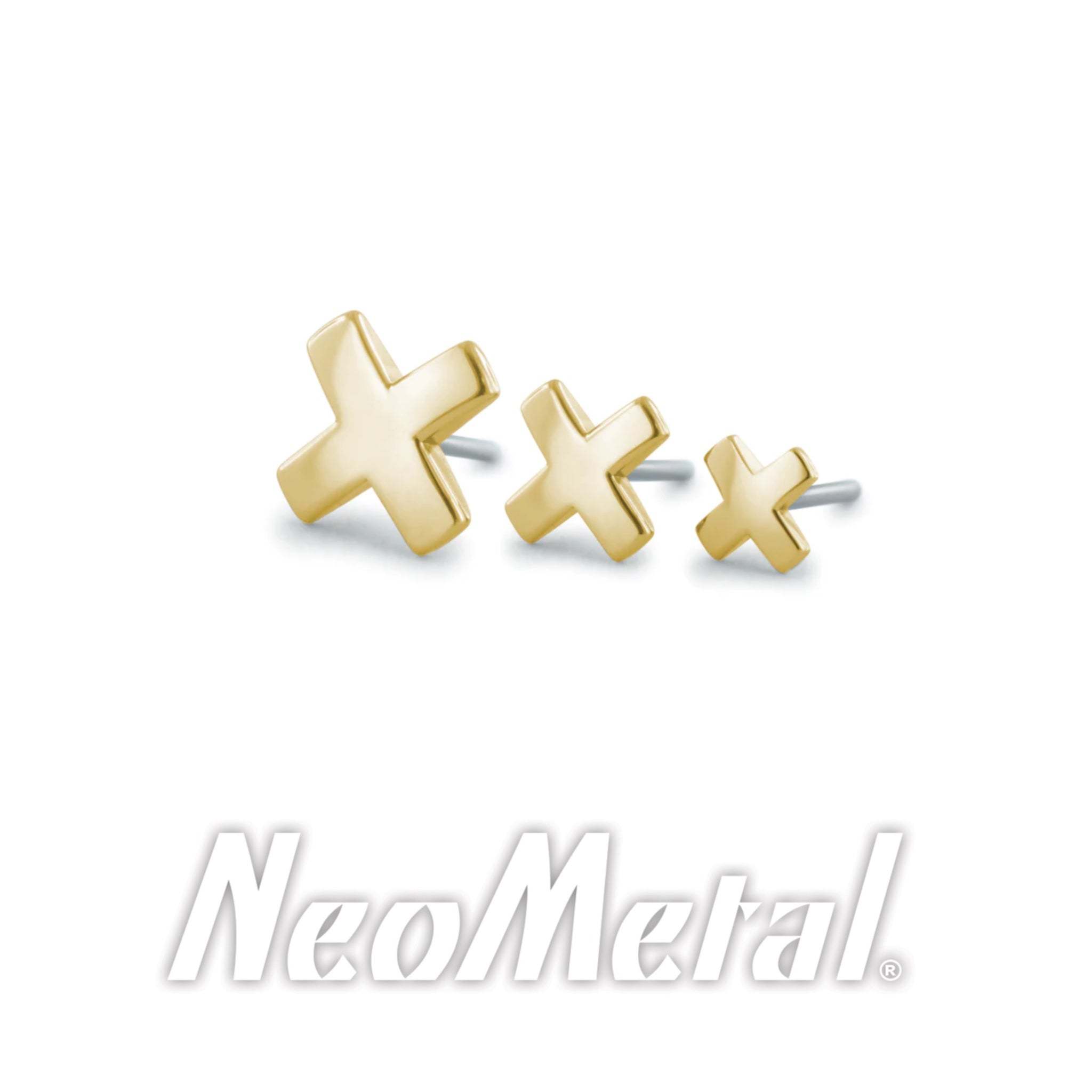 NeoMetal Threadless 18k Yellow Gold Geometric X  End