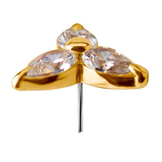 18K Gold Trinity Marquise Jewelled End with Zirconia 