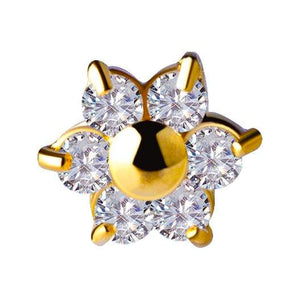 18K Gold Flower Jewelled End with Zirconia 