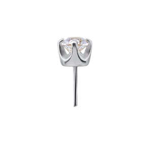 18K White Gold Prong Set Jewelled End with a Zirconia