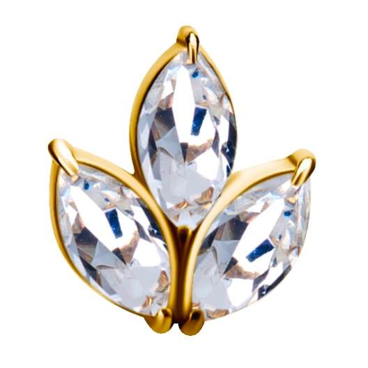 18K Gold Triple Marquise Jewelled End with  Zirconia 