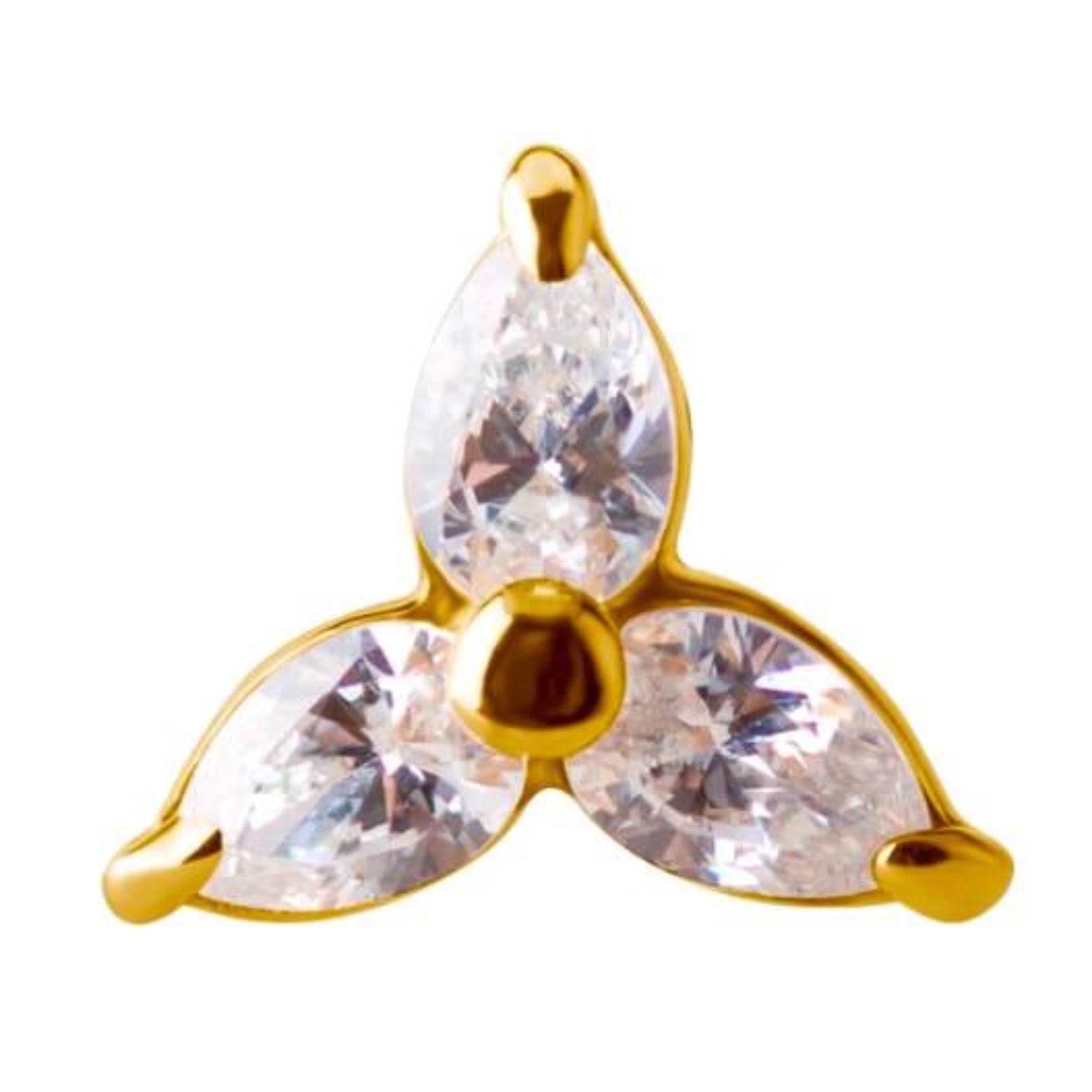 18K Gold Trinity Marquise Jewelled End with  Zirconia 