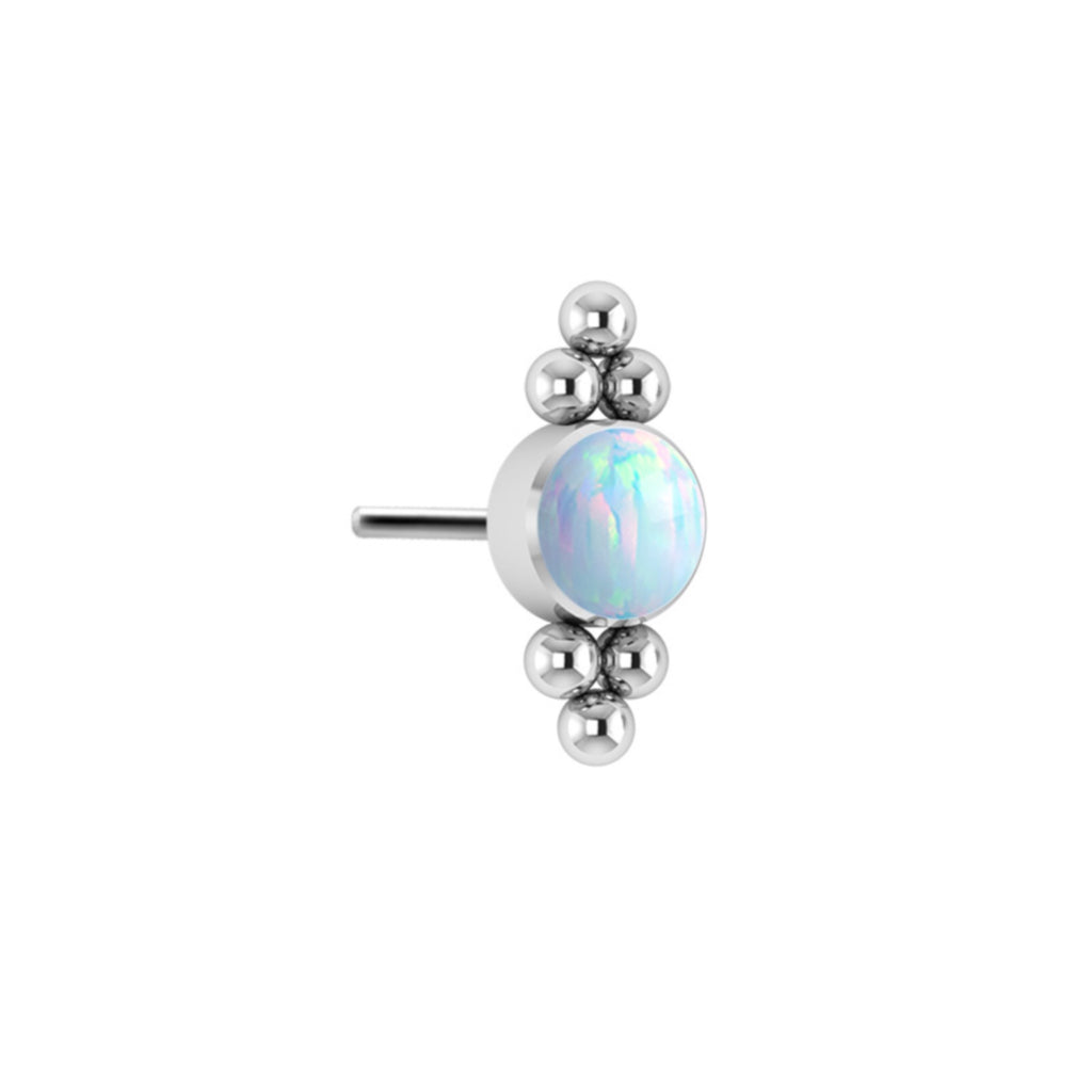 Threadless Titanium Double Tri-bead Opal cluster